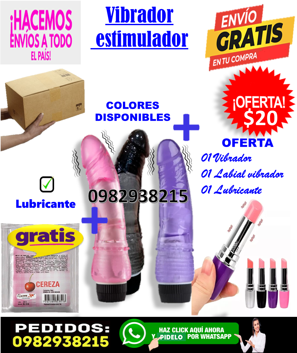 Vibrador Consolador + Estimulador + Lubricante