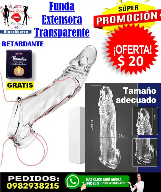 funda extensora de pene de silicona transparente en ecuador