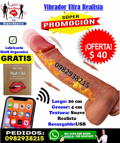 vibrador realista recargable 20 cm en ecuador