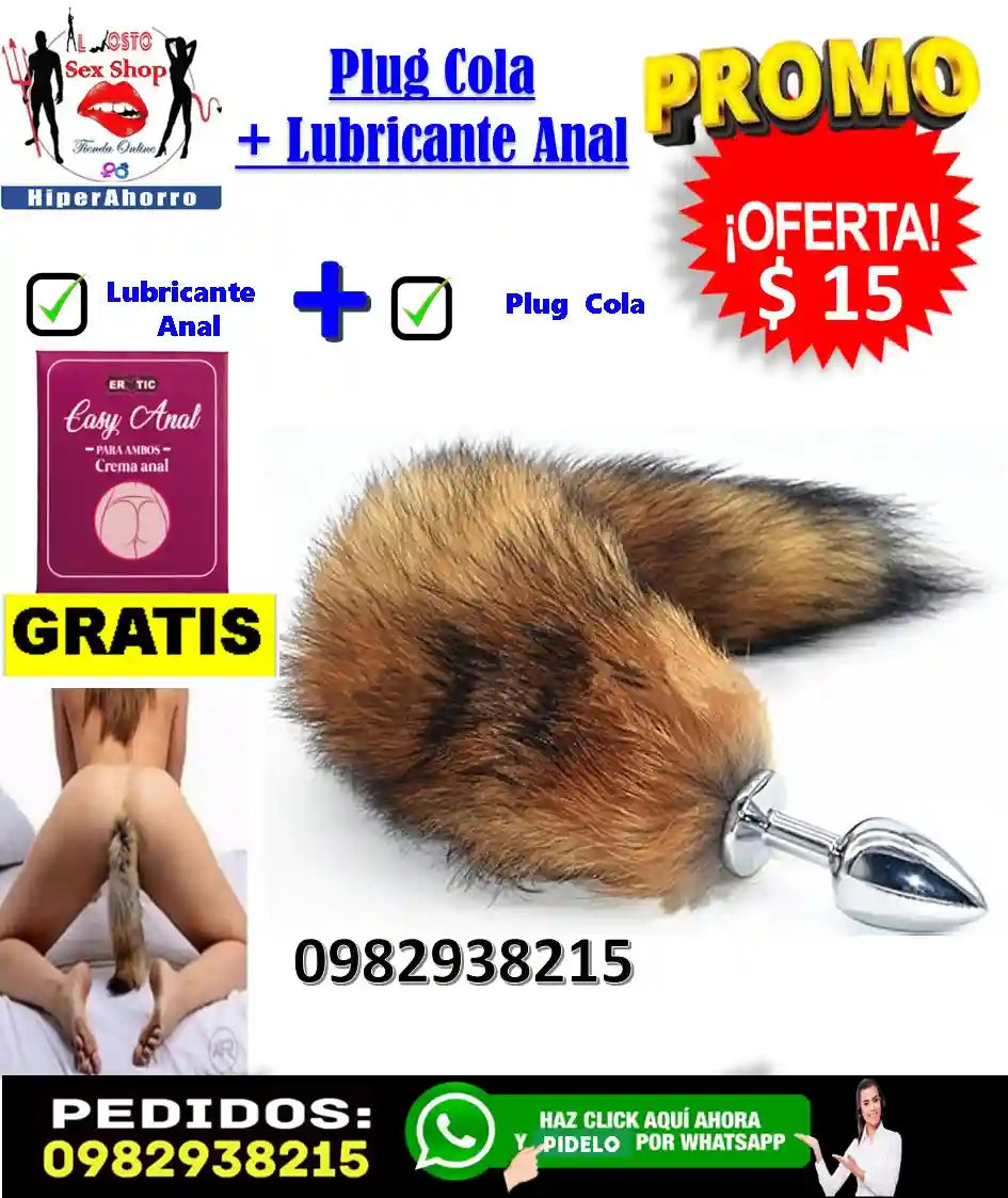 plug anal cola de zorro con lubricante en ecuador