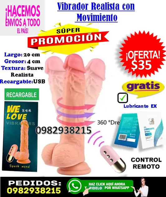 Consolador  Vibrador con movimiento