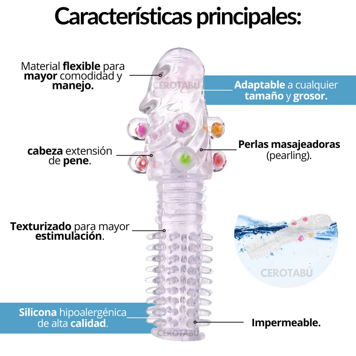 funda texturizada para pene con perlas estimulantes en ecuador